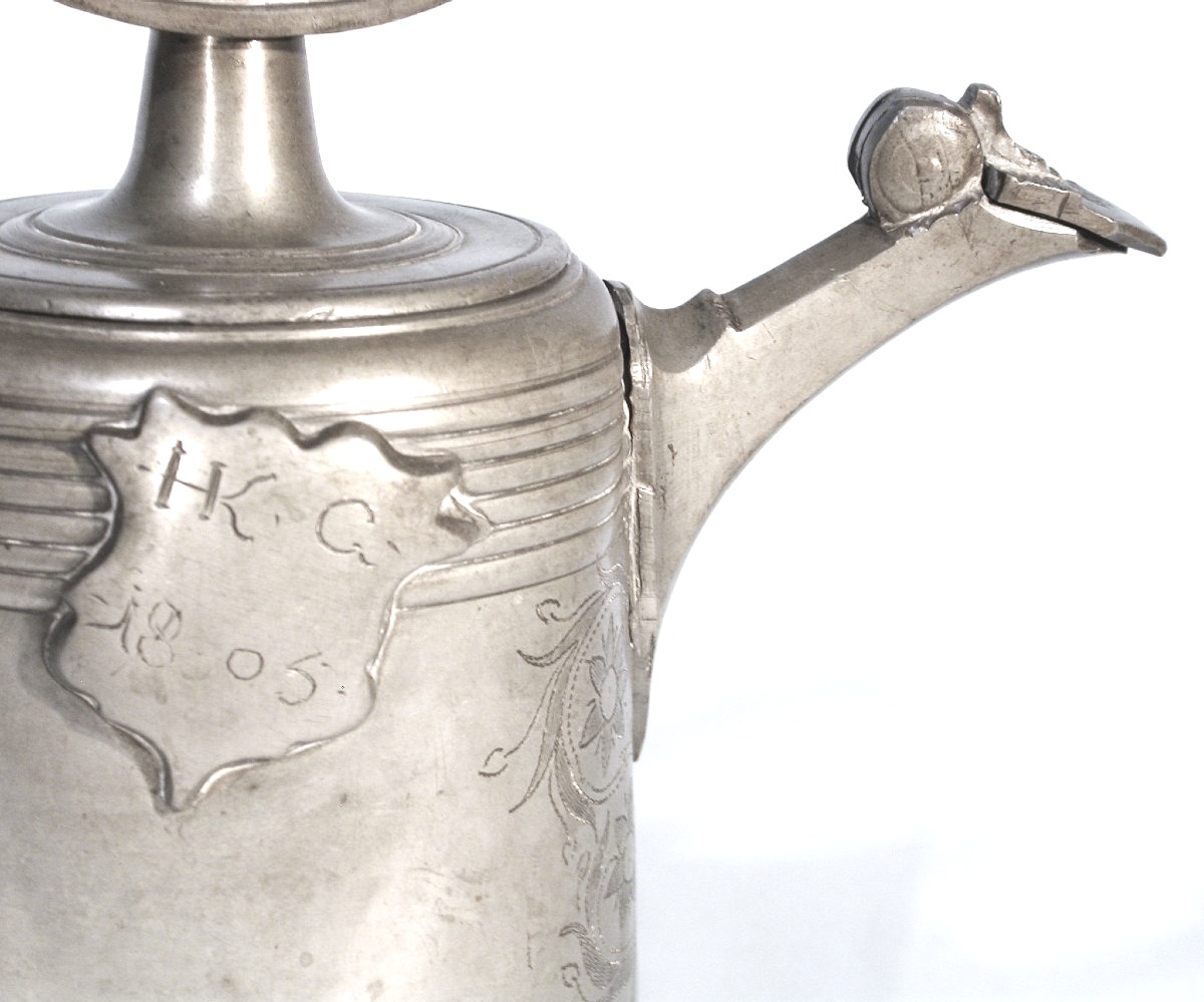 Pewter Wine Bottle Known As The "glockenkanne" - Elgg, Xbviii Th C.-photo-3