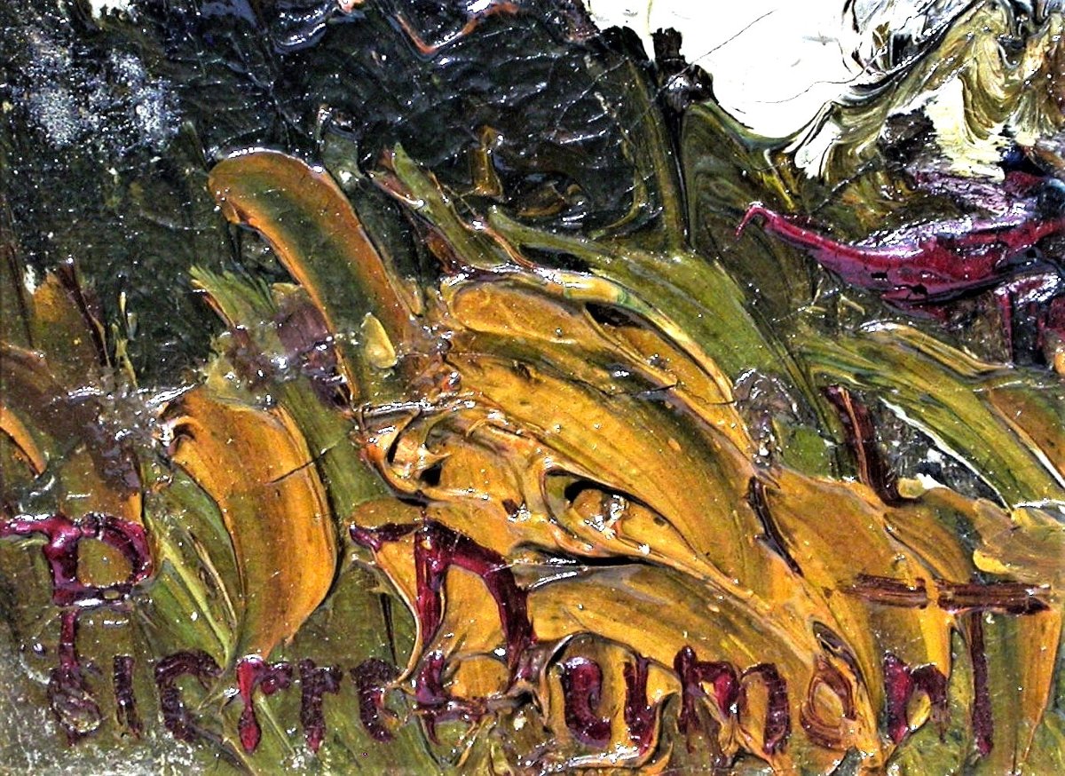 TABLEAU POSTIMPRESSIONNISTE DE PIERRE DUMONT - LA SEINE AUX ANDELYS-photo-4