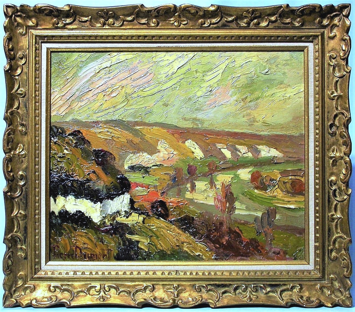 TABLEAU POSTIMPRESSIONNISTE DE PIERRE DUMONT - LA SEINE AUX ANDELYS-photo-3