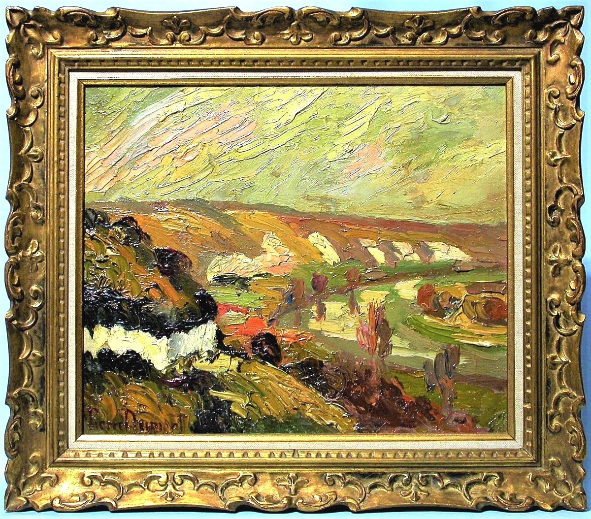 TABLEAU POSTIMPRESSIONNISTE DE PIERRE DUMONT - LA SEINE AUX ANDELYS