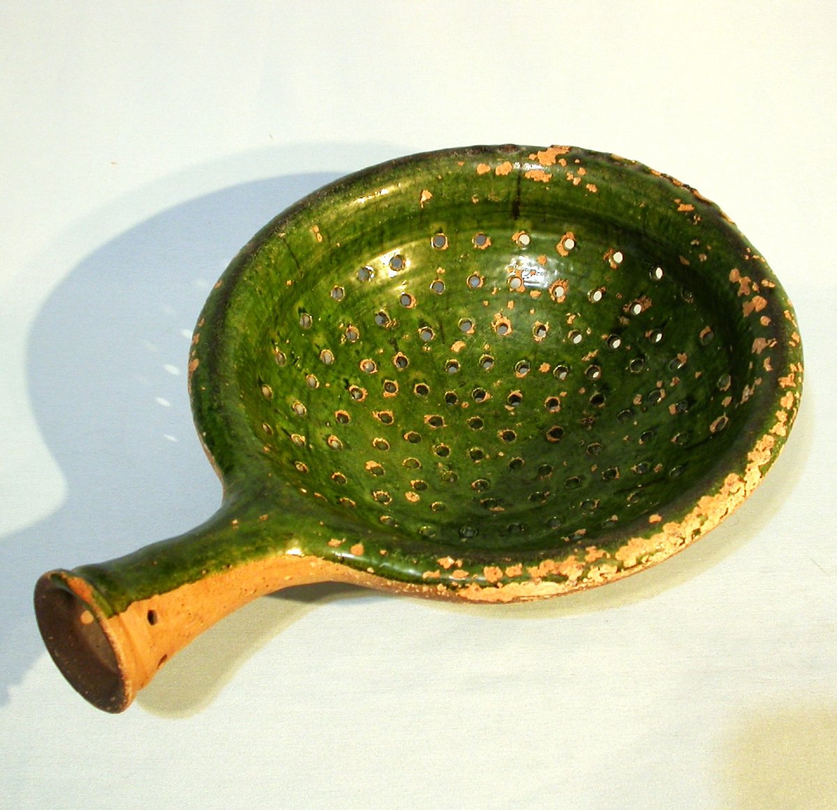 Glazed Earthenware Colander - Manerbe Or Le-pré-d'auge, 18th Century-photo-3
