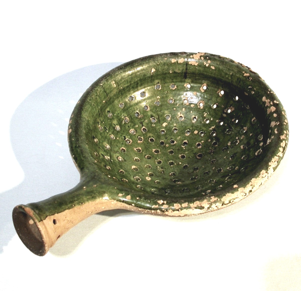 Glazed Earthenware Colander - Manerbe Or Le-pré-d'auge, 18th Century-photo-3