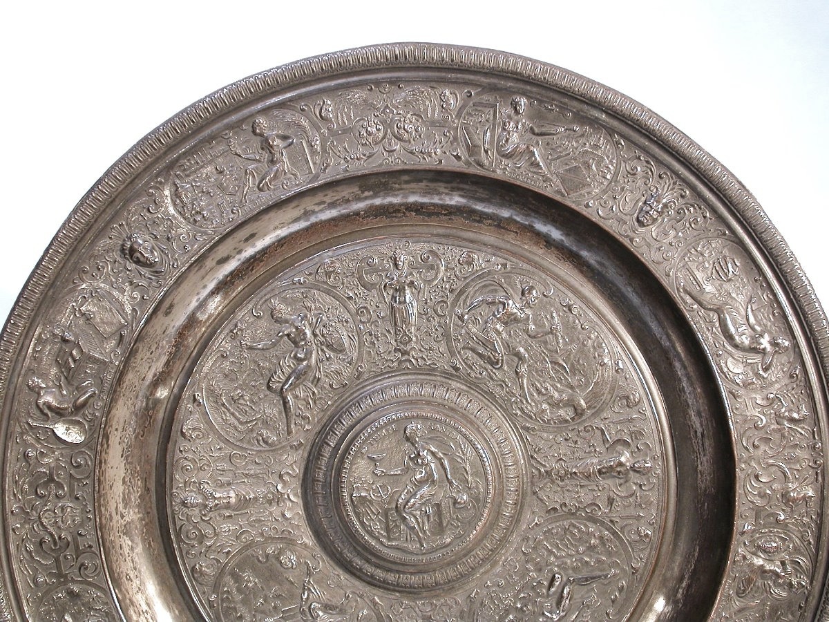 PLAT DE LA  "TEMPERANCE" - CUIVRE ARGENTE - XIX ème s-photo-2