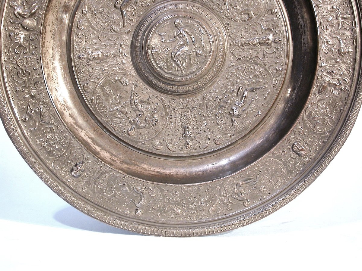 PLAT DE LA  "TEMPERANCE" - CUIVRE ARGENTE - XIX ème s-photo-3
