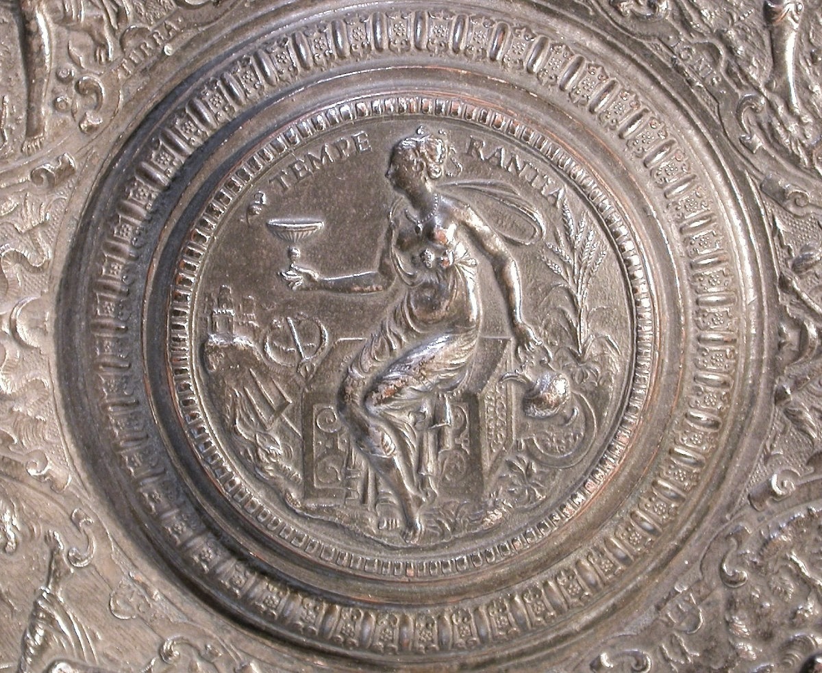 PLAT DE LA  "TEMPERANCE" - CUIVRE ARGENTE - XIX ème s-photo-4