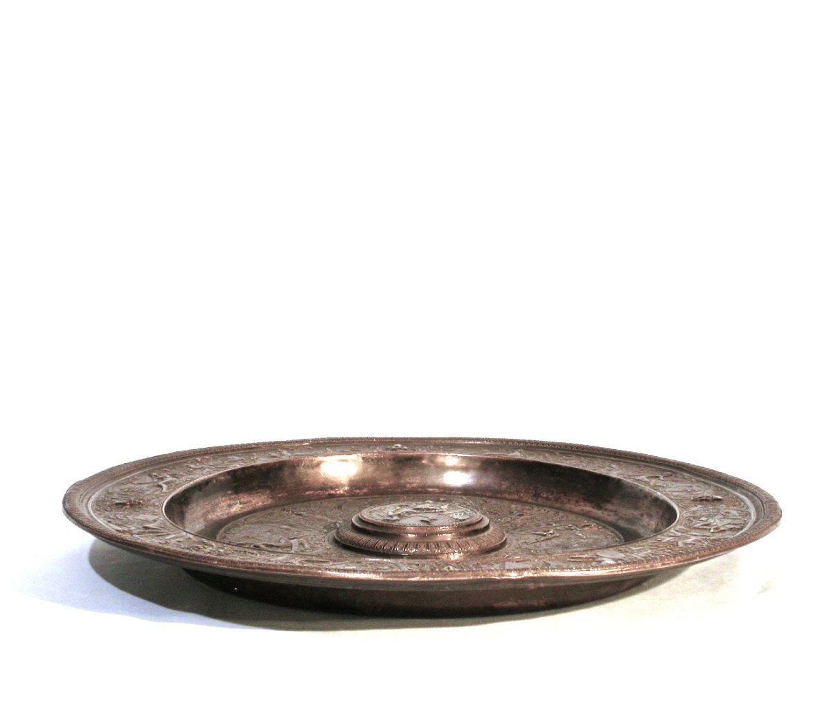 PLAT DE LA  "TEMPERANCE" - CUIVRE ARGENTE - XIX ème s-photo-8