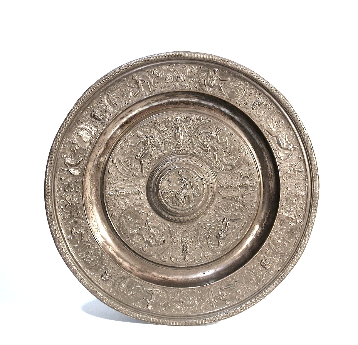 PLAT DE LA  "TEMPERANCE" - CUIVRE ARGENTE - XIX ème s