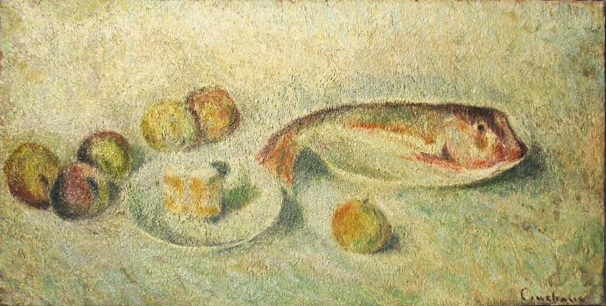 PEINTURE DE MARCEL COUCHAUX - ECOLE POSTIMPRESSIONNISTE ROUENNAISE-photo-2