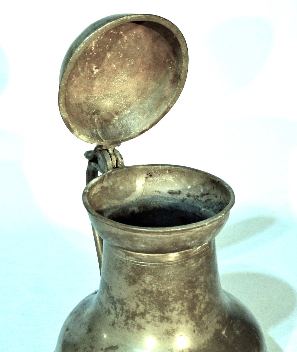 Very Rare Pewter Wine Pitcher - Portugal (porto), 18th Century-photo-1