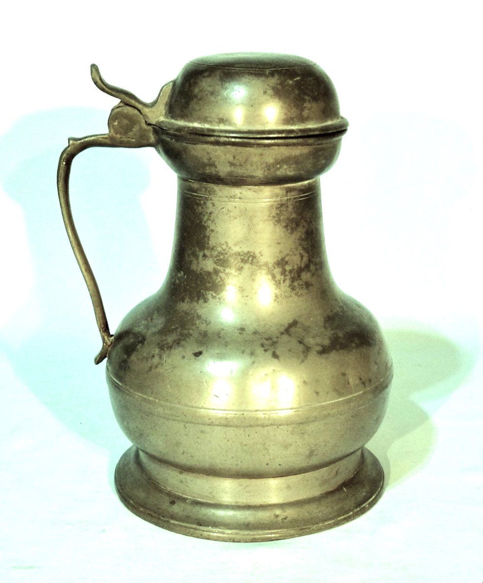 Very Rare Pewter Wine Pitcher - Portugal (porto), 18th Century-photo-3