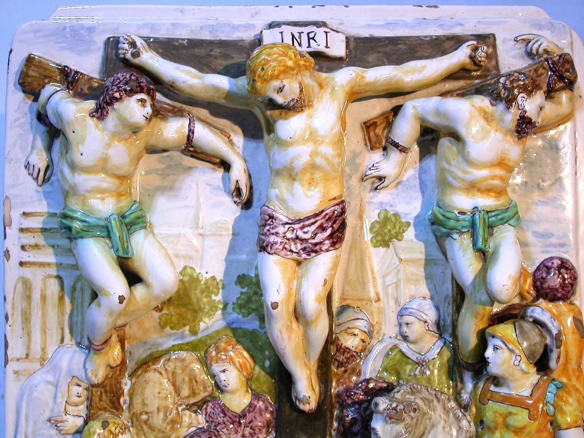 GRANDE CRUCIFIXION EN FAÏENCE - CHOISY-LE-ROI, CIRCA 1800-photo-2