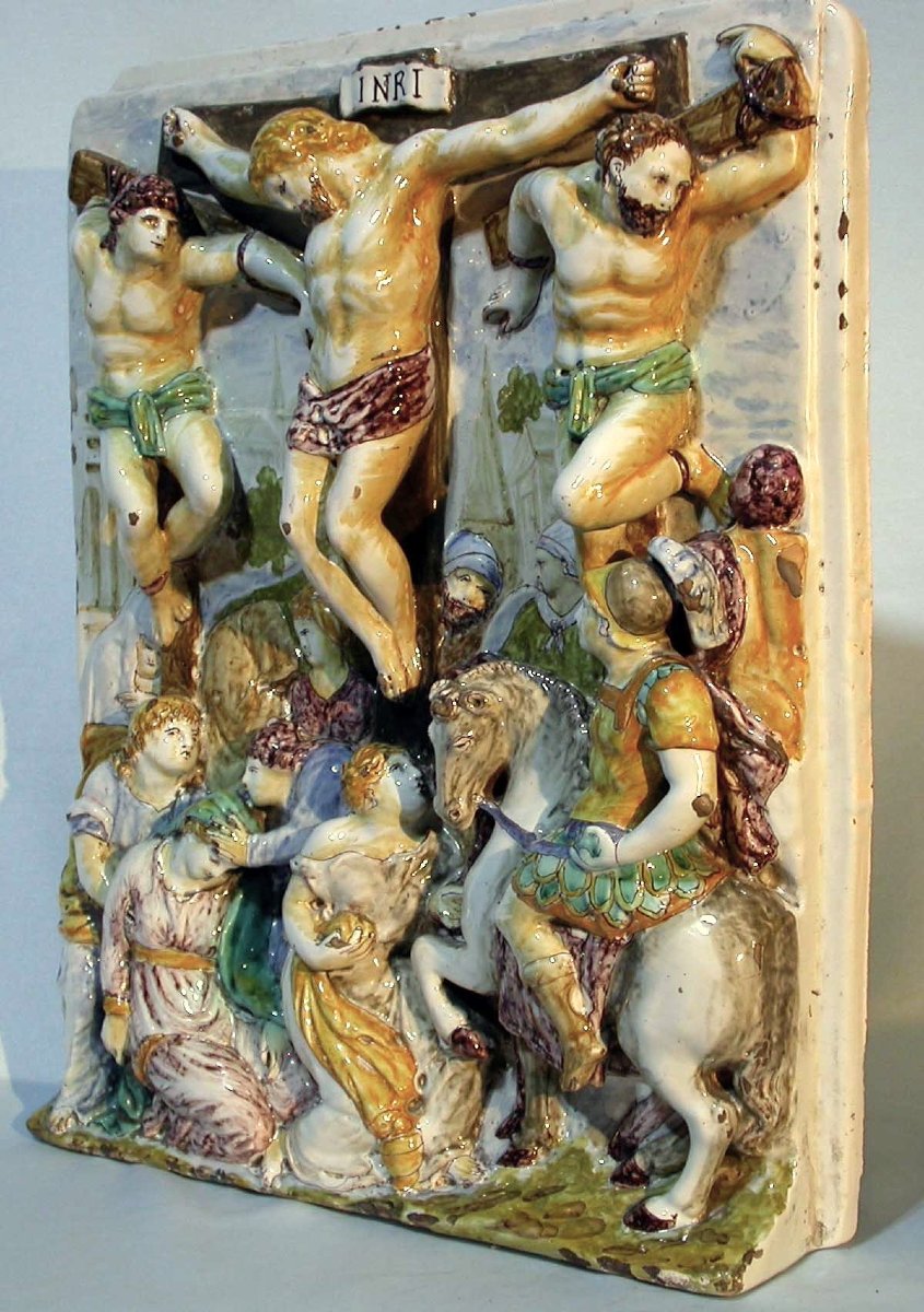 GRANDE CRUCIFIXION EN FAÏENCE - CHOISY-LE-ROI, CIRCA 1800-photo-2