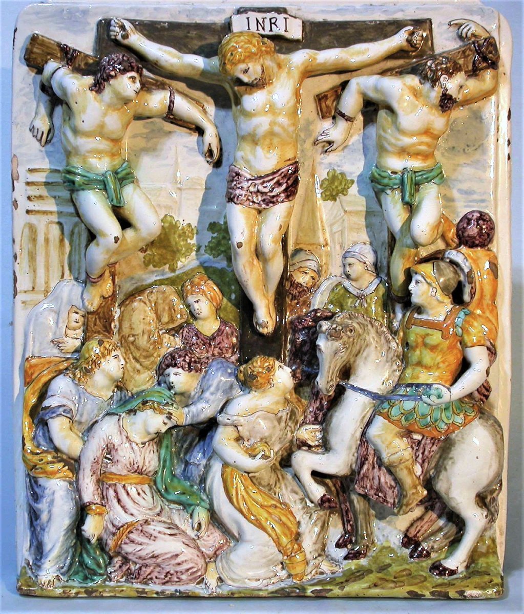 GRANDE CRUCIFIXION EN FAÏENCE - CHOISY-LE-ROI, CIRCA 1800-photo-3