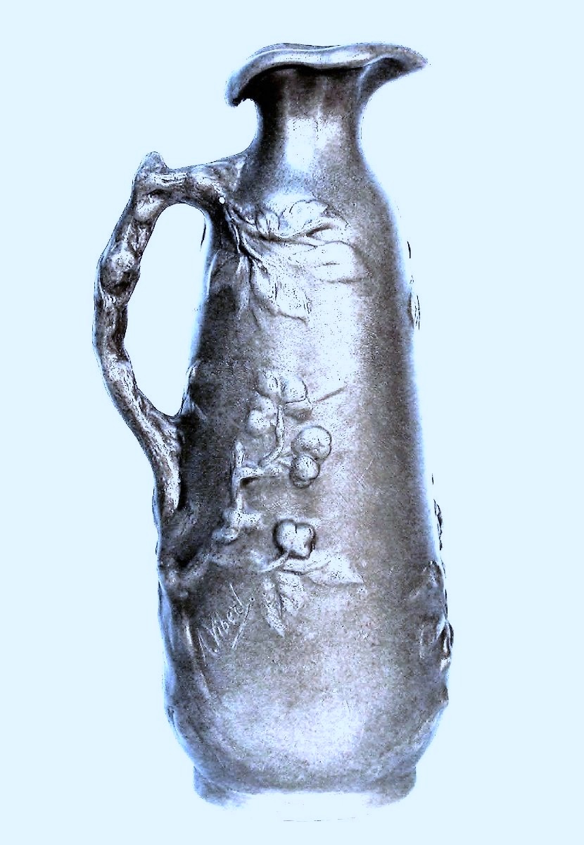 Art Nouveau Pewter Vase By Alexandre Vibert-photo-2