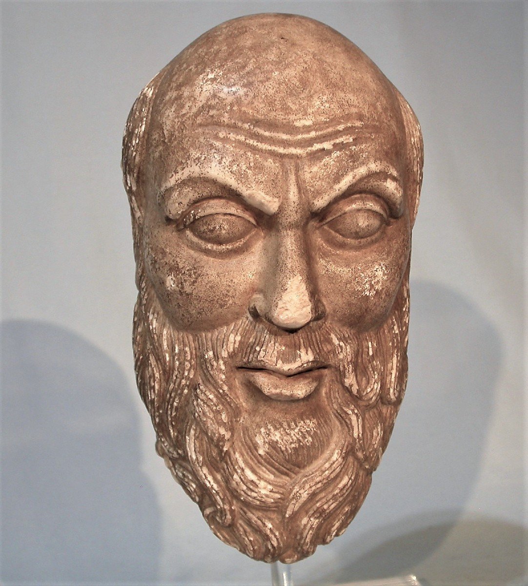 SCULPTURE - T&Ecirc;TE D'HOMME BARBU EN MARBRE, ITALIE (?), XIV / XV &egrave;me s-photo-2