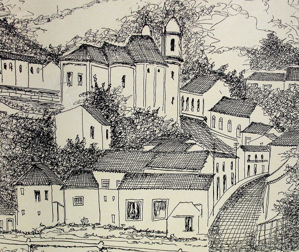 Lithography By Alberto Guignard, Mid XXth Century-photo-3