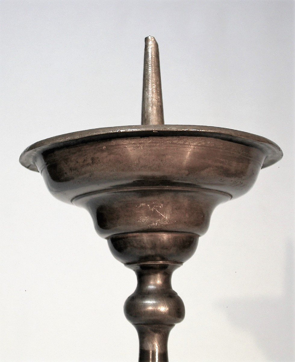Pair Of Pewter Candlesticks - Augsburg, 18th Century-photo-4