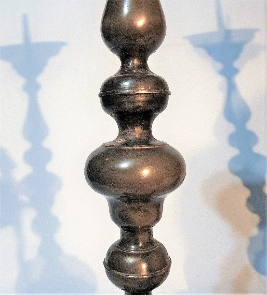 Pair Of Pewter Candlesticks - Augsburg, 18th Century-photo-4