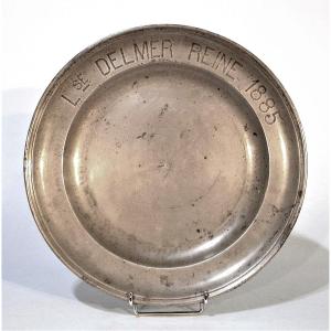 Pewter Dedicatory Dish (tin) - Lille, 19th Century