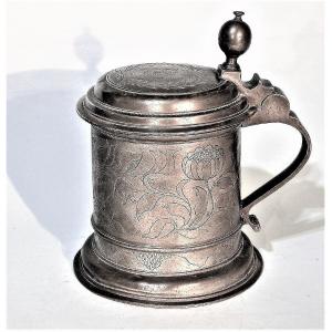 Beautiful Pewter Mug (zinn) - Prague, Circa 1700