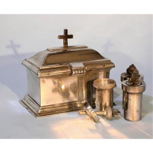 Pewter Box Of Holy Oils - Paris, Before 1830