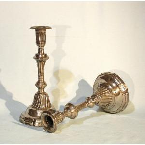 Pair Of Pewter Candlesticks - Bordeaux, Late 18th Century