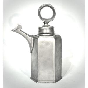 "prismenkanne" Pewter Wine Bottle - Chur (switzerland), 18th Century