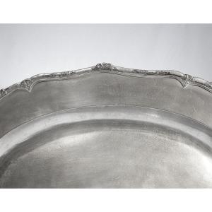 Very Rare Large Pewter Dish - Bergues, 18th Century