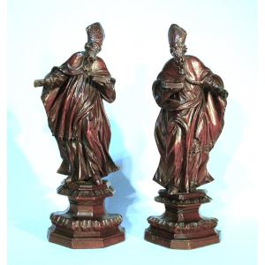 DEUX ÉVÊQUES EN BOIS SCULPTÉ - LORRAINE, CIRCA 1700 
