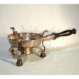 RÉCHAUD EN MÉTAL ARGENTÉ, FRANCE, CIRCA 1900