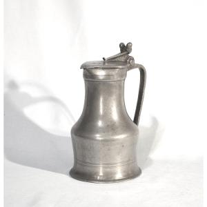 Pewter Wine Pitcher - Caen (lower Normandy), 18th Century