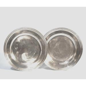 Pair Of Pewter Plates - Turin (italy), 18th Century