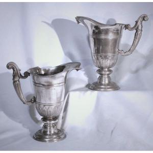 Rare Set Of Pewter Ewers - Toulouse, First Half Of The 18th Century