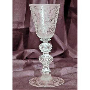 Large Engraved Glass - Bohemian (?), XVIIIth Century