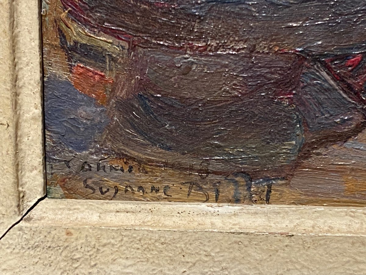 GRAND TABLEAU PEINTURE Huile Sur Toile Signe S.mirad EUR 89,00