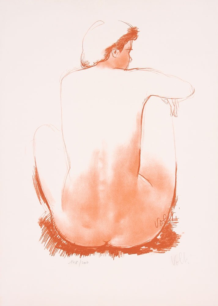 Lithograph Volti, Signed In Pencil By The Artist And N° 148/200, Female Nude