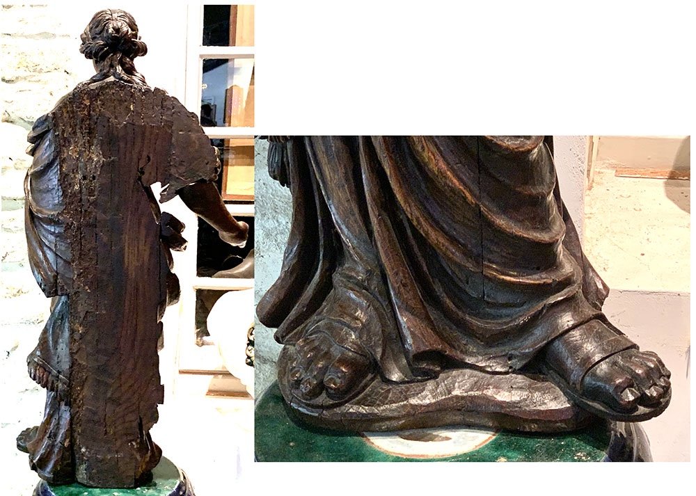 Grande Sainte Anne  XVIII ème, 100 cm, Sculpture en bois massif-photo-4