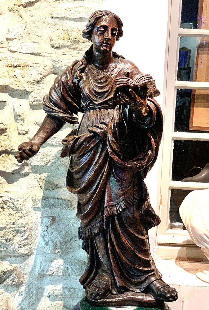 Large 18th Century Sainte Anne, 100 Cm, Solid Wood Sculpture