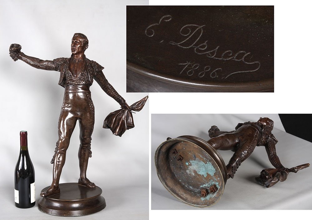 Bronze Taureaumachie, 67 Cm, Circa 1910, By Edmond Desca 1855/1918, Matador, Toreador-photo-2