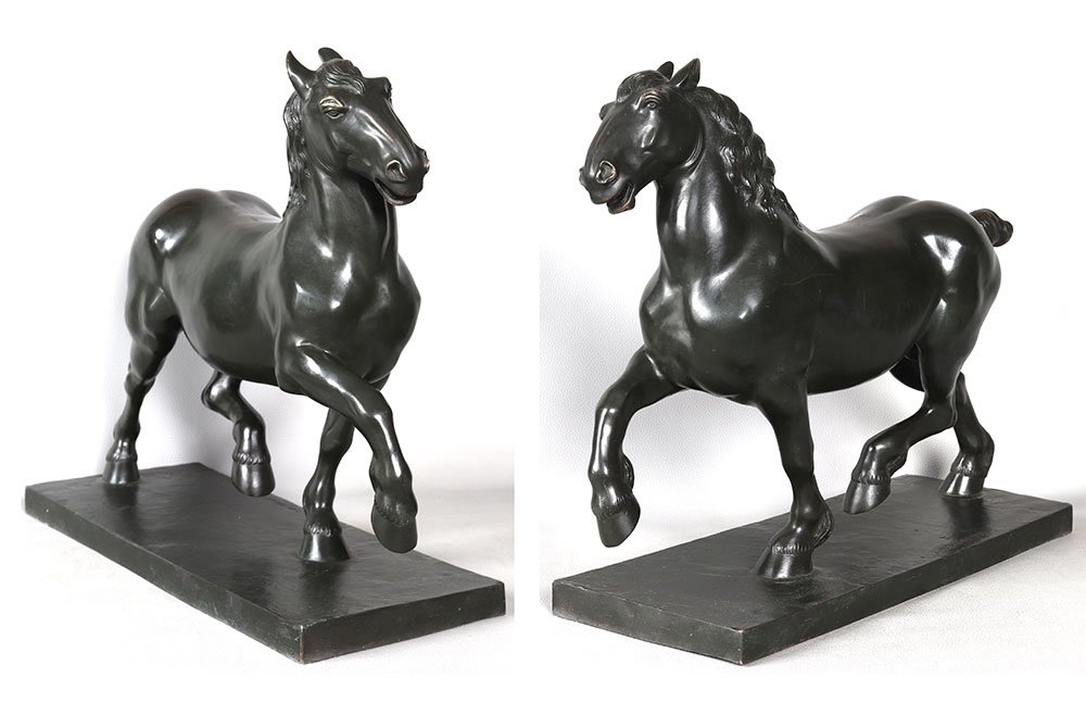 Cheval en Bronze daté de 1917, 53 cm, Karl Trumpf 1891/1959, Le dressage-photo-3