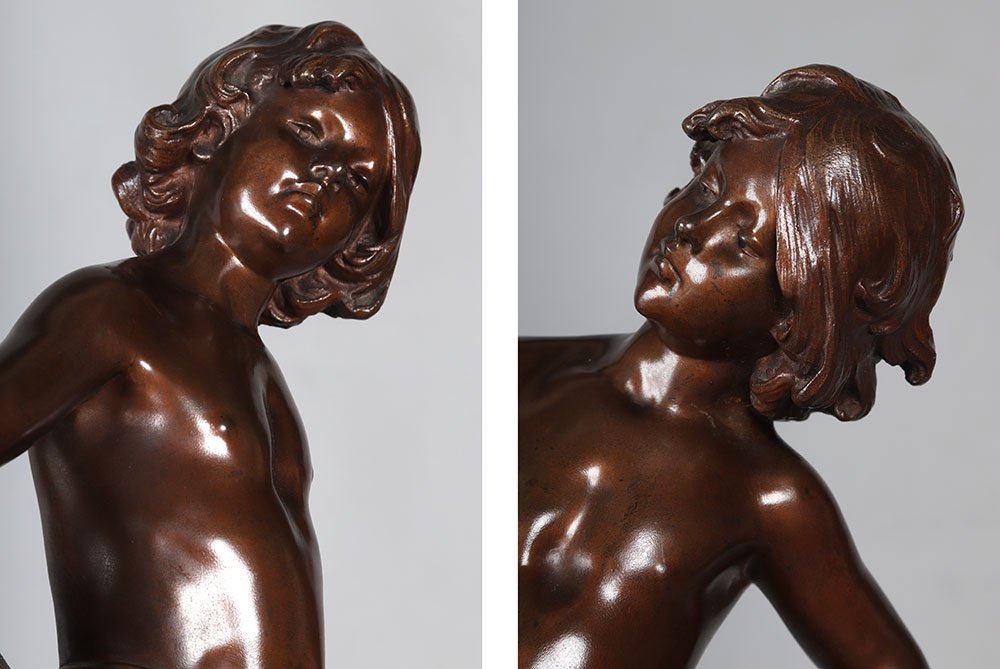 Bronze 19th Century, 56 Cm, Moreau Louis Auguste 1834/1917, The Art Critic-photo-2