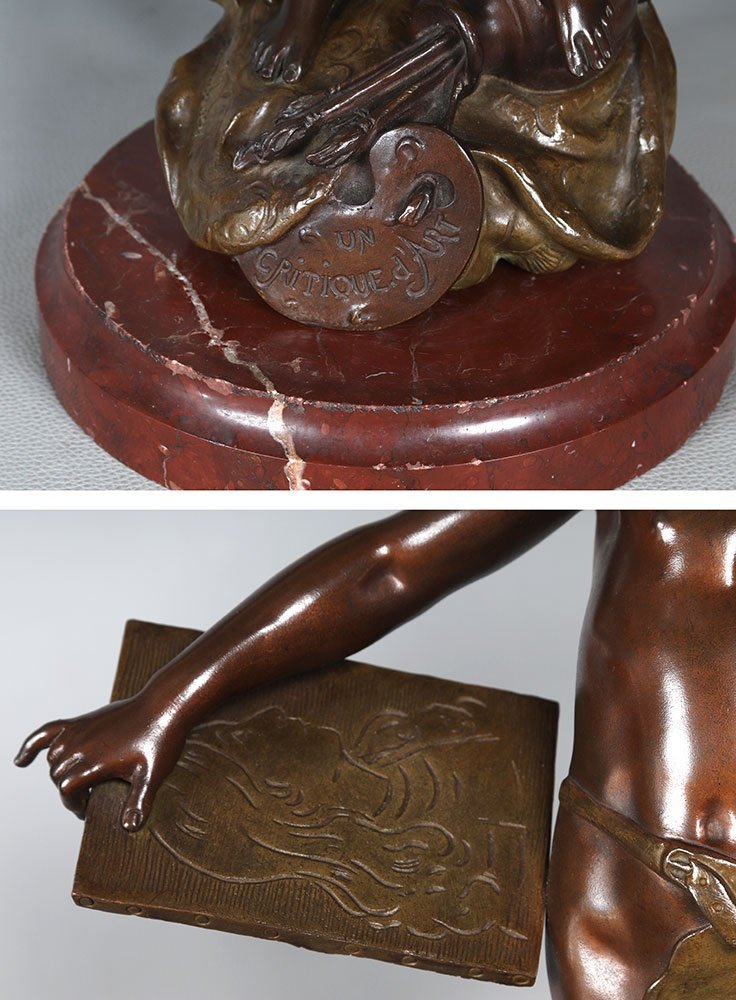Bronze 19th Century, 56 Cm, Moreau Louis Auguste 1834/1917, The Art Critic-photo-4