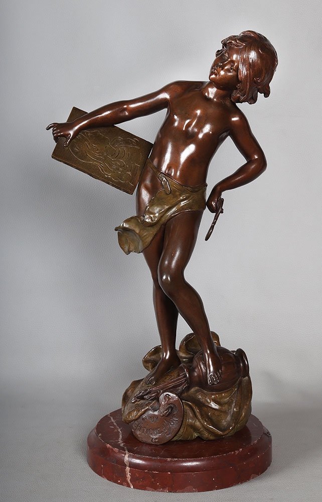 Bronze 19th Century, 56 Cm, Moreau Louis Auguste 1834/1917, The Art Critic