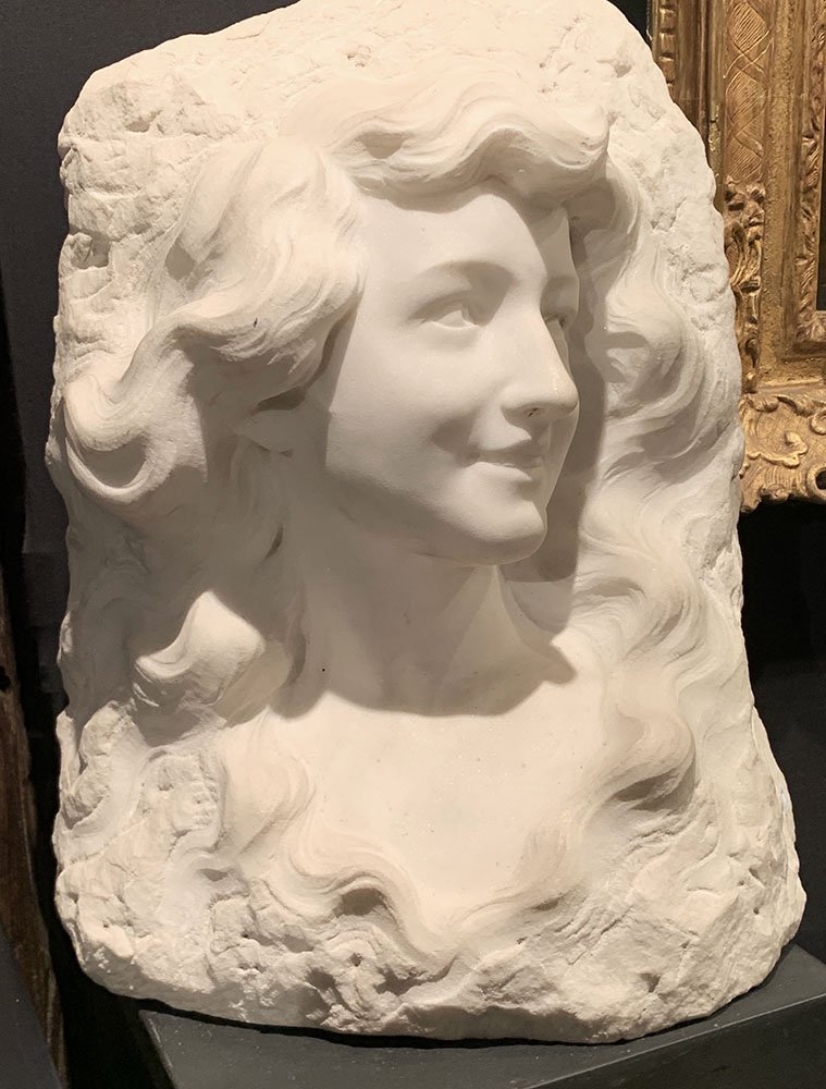Carrara Marble Around 1900, By Etienne Lenhoir Active Around 1880/1910, Young Woman -photo-2