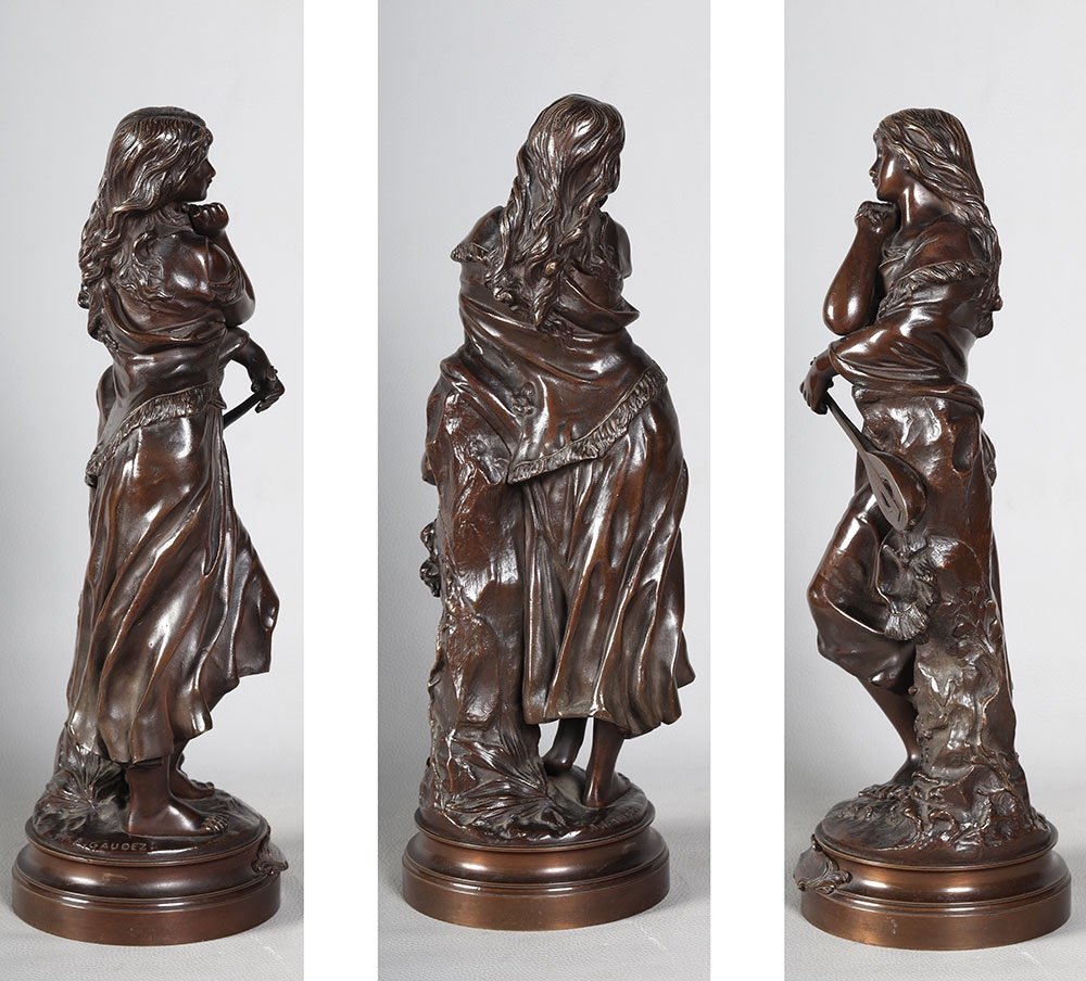 Bronze 19th Century, By Adrien Gaudez 1845/1902, "mignon" Comic Opera Heroine-photo-3
