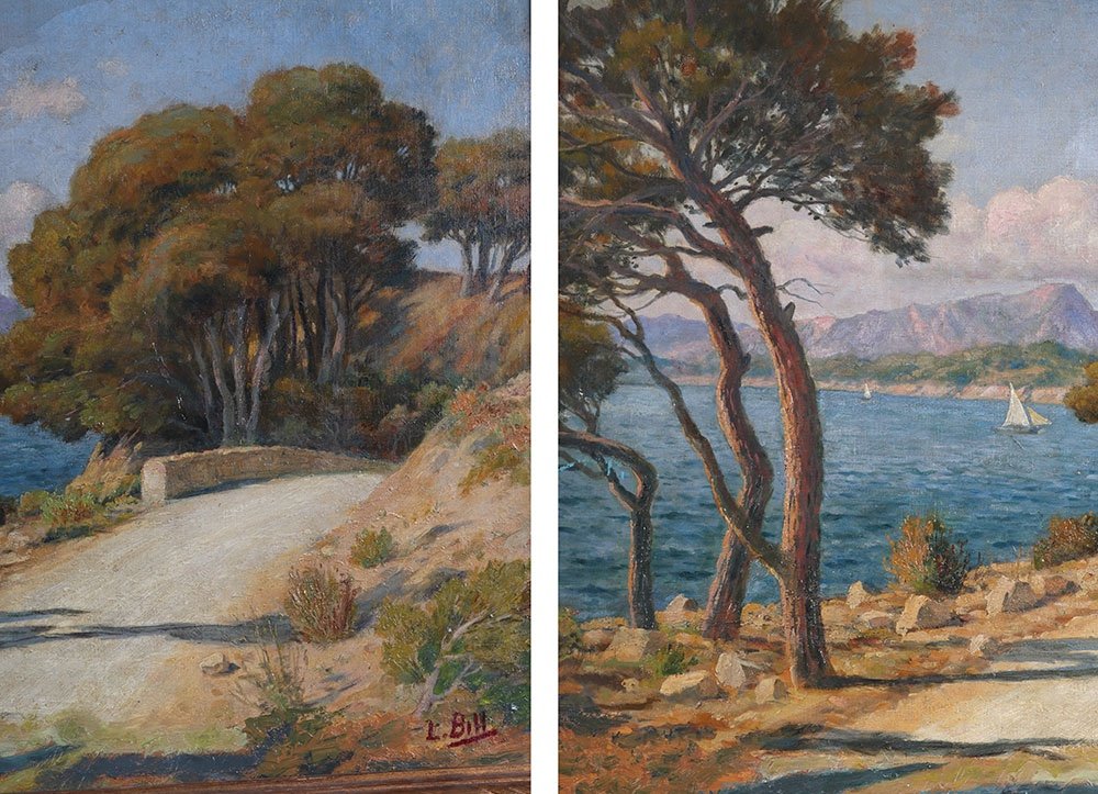 Louis-Lina Bill 1855 / 1936, environs de Toulon, Ecole Française-photo-4