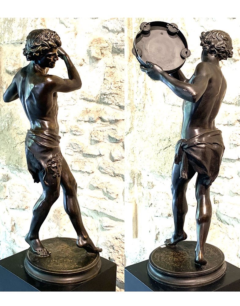 Grand Bronze XIX ème, 72 cm, Jean Jules Samson 1823/1902, Le danseur Romain-photo-4