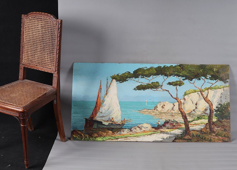 Marine, signé Robert Giovani, 120 cm, Côte d'Azur, Ecole Française-photo-2
