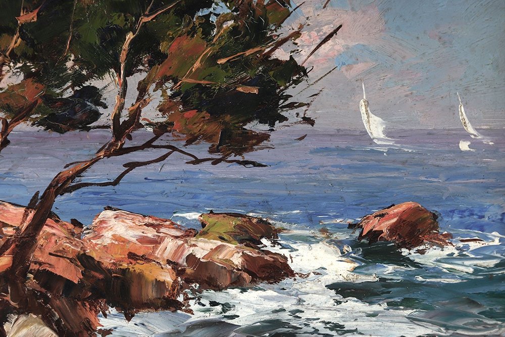 Marine, de Fortuné Car 1905/1970, vue de Côte d’Azur-photo-3