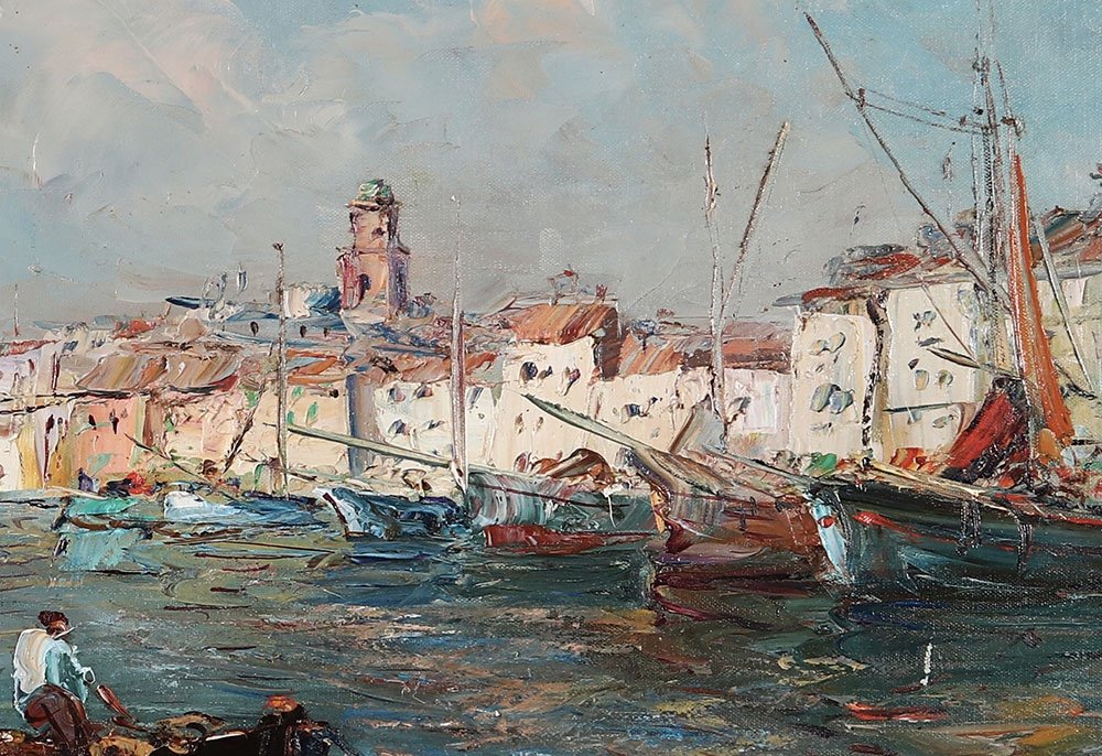 St Tropez, 92 cm, signé : Alain Demarte, vers 1960/70, Ecole Française-photo-4